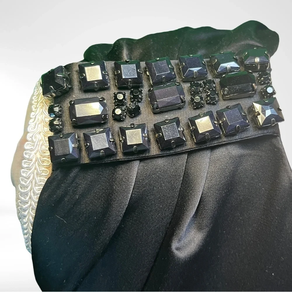 JOE FRESH Black Silk Cocktail Dress with Jeweled Shoulder Detailing EUC Size 12  - Picture 4 of 7